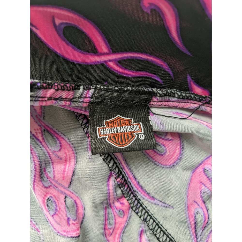 Harley-Davidson Womens Pink Purple Flame Headwrap Biker Skull Cap Do-Rag OSFA - Picture 5 of 6